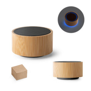 Caixa de som portátil em bambu